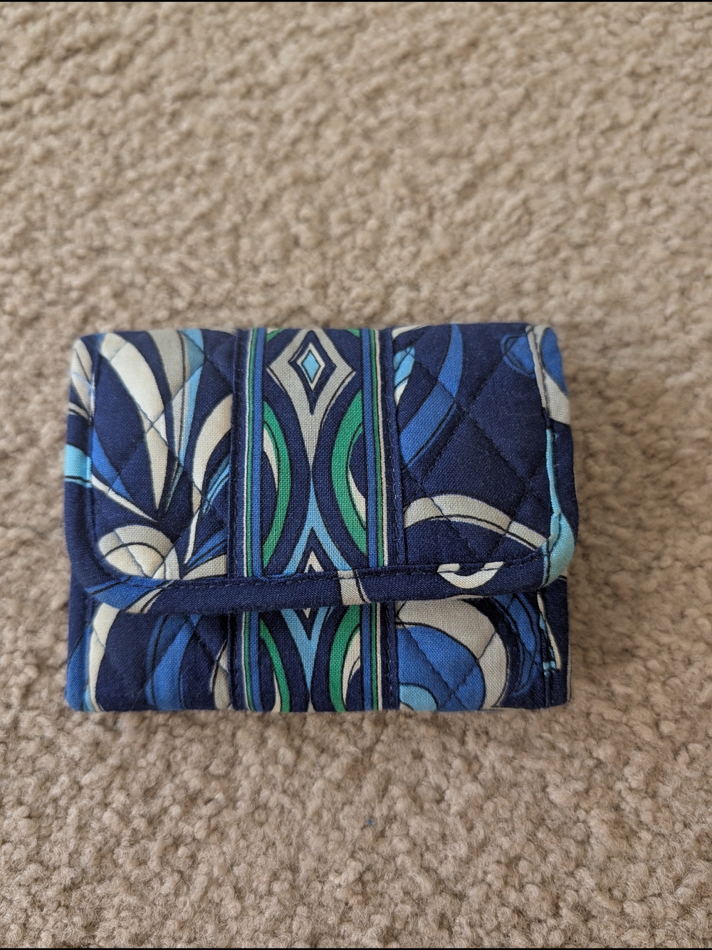 Vera Bradley Pocket Wallet In Retired Mediterrean Blue Pattern
